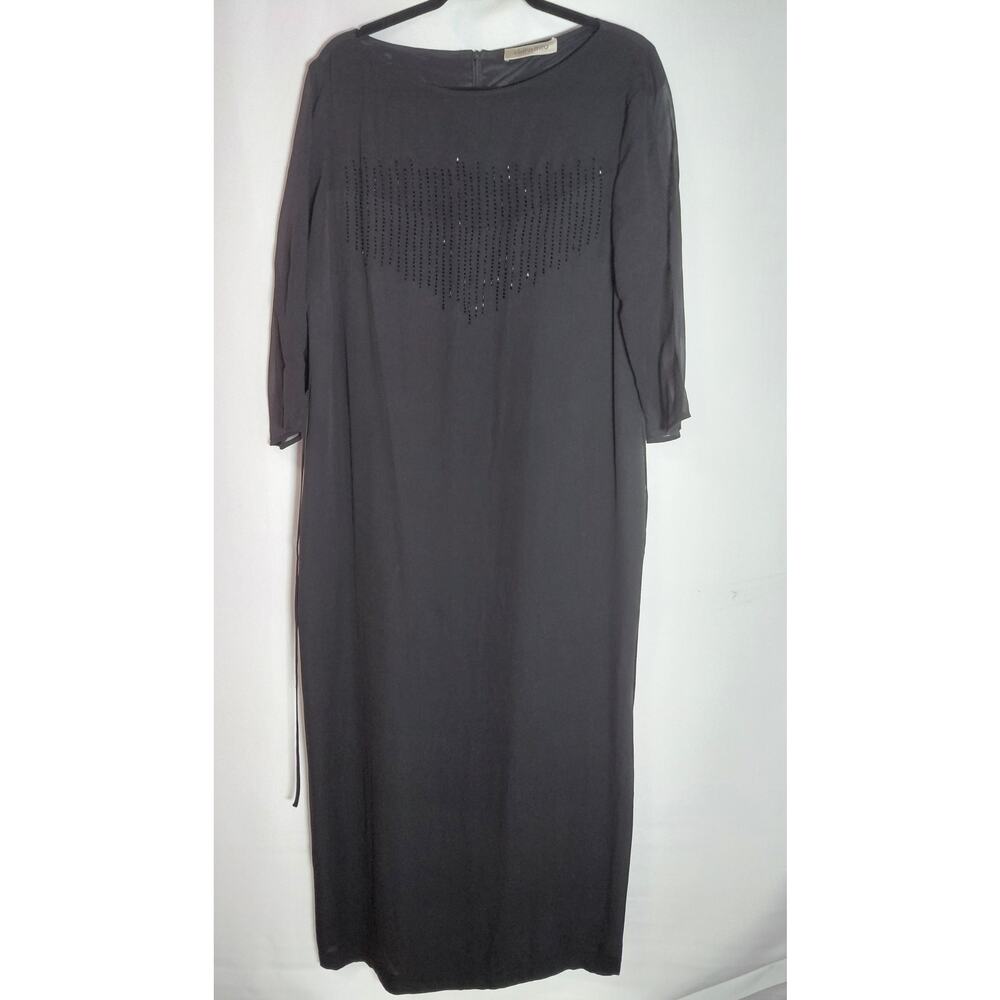 Elena Miro Black Maxi Dress Solid 3/4 Sleeve Long Women Size 12